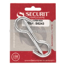 Securit Screw Hooks Zinc Plated 80mm 2 Pack